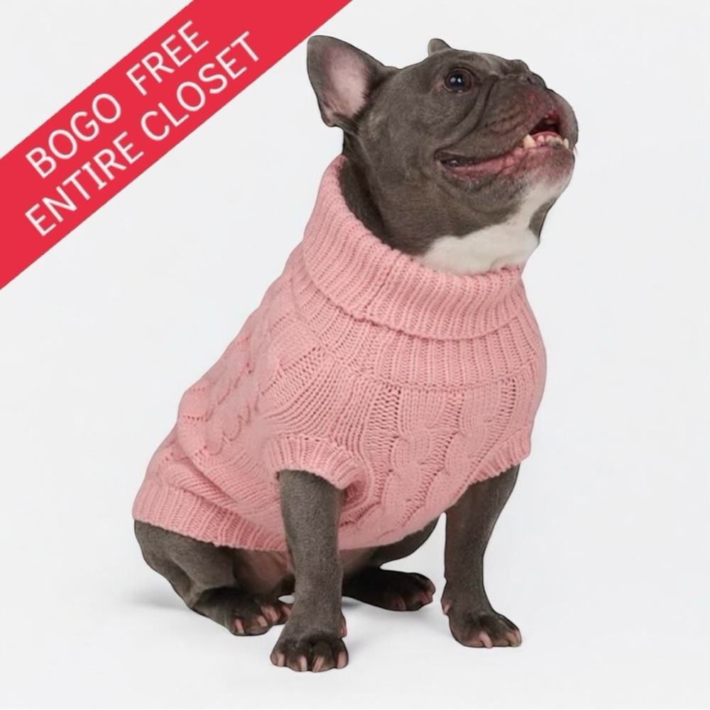 Spark Paws Cable Knit Dog Sweater. Size L